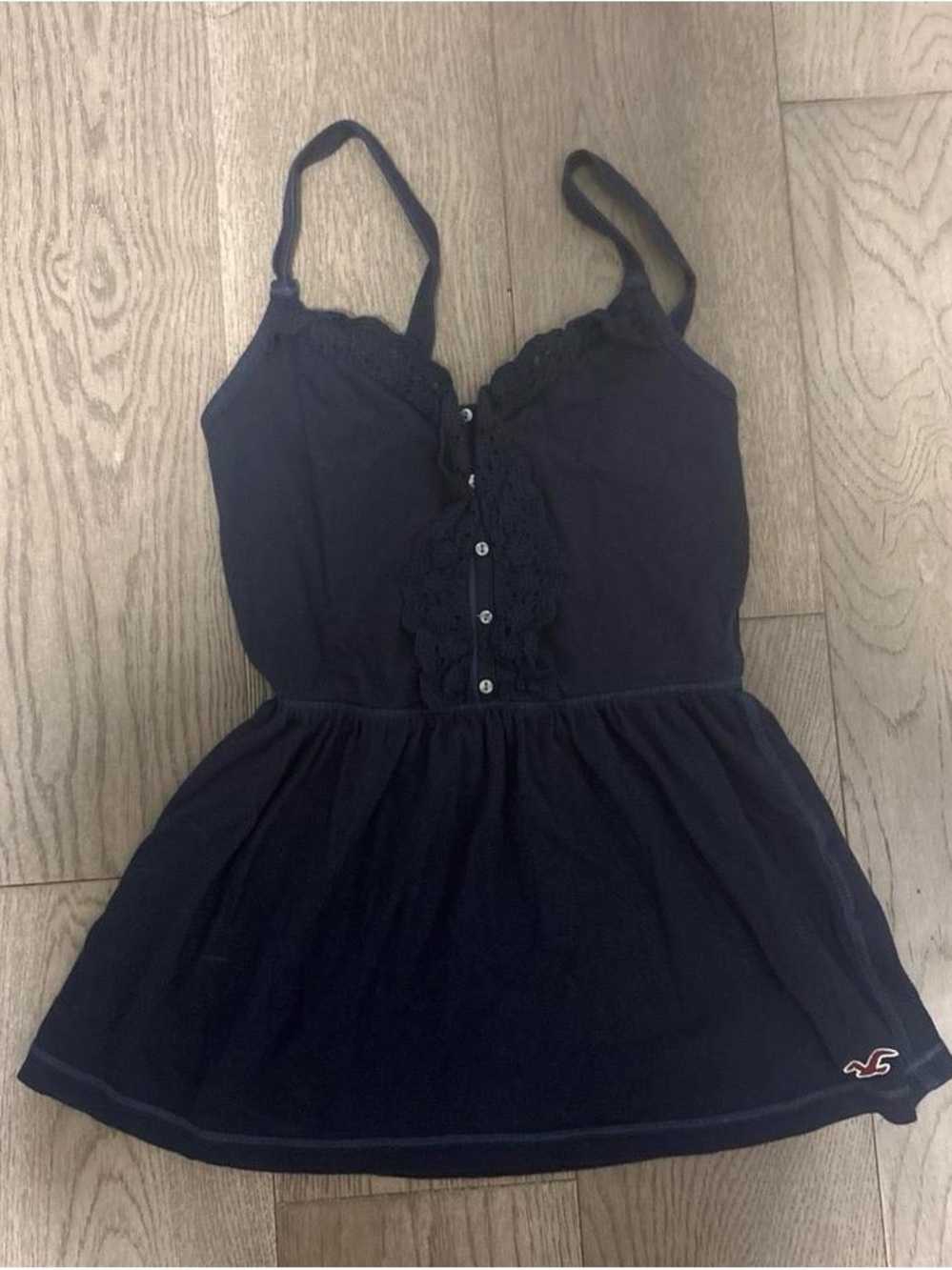 Hollister Navy Lace-Trim Babydoll top